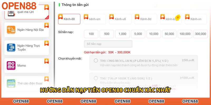 Hướng dẫn nạp tiền OPEN88 chuẩn xác nhất